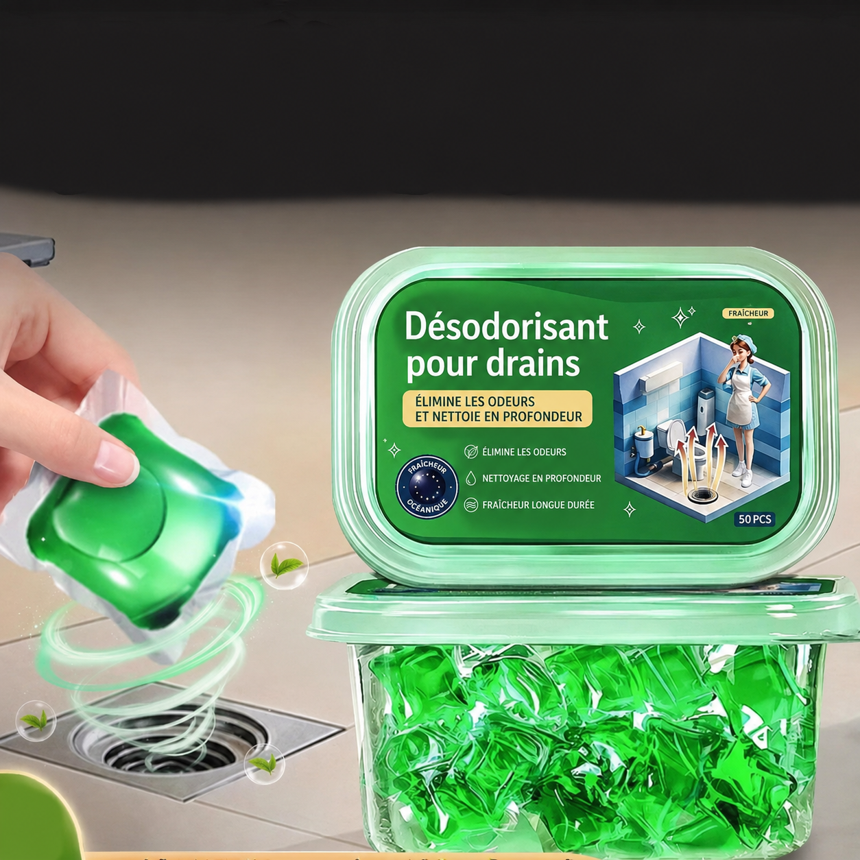 🏠💧 50 % DE RÉDUCTION ! Capsules anti-odeurs pour canalisations – Leur formule à base de bio-enzymes neutralise les odeurs à la source. Un parfum frais immédiat, sans produits chimiques agressifs. Dites adieu aux odeurs gênantes