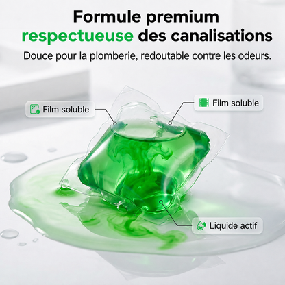 🏠💧 50 % DE RÉDUCTION ! Capsules anti-odeurs pour canalisations – Leur formule à base de bio-enzymes neutralise les odeurs à la source. Un parfum frais immédiat, sans produits chimiques agressifs. Dites adieu aux odeurs gênantes