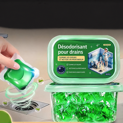 🏠💧 50 % DE RÉDUCTION ! Capsules anti-odeurs pour canalisations – Leur formule à base de bio-enzymes neutralise les odeurs à la source. Un parfum frais immédiat, sans produits chimiques agressifs. Dites adieu aux odeurs gênantes
