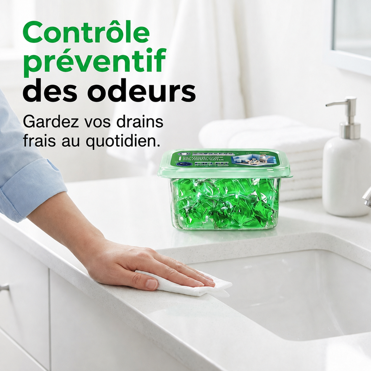🏠💧 50 % DE RÉDUCTION ! Capsules anti-odeurs pour canalisations – Leur formule à base de bio-enzymes neutralise les odeurs à la source. Un parfum frais immédiat, sans produits chimiques agressifs. Dites adieu aux odeurs gênantes