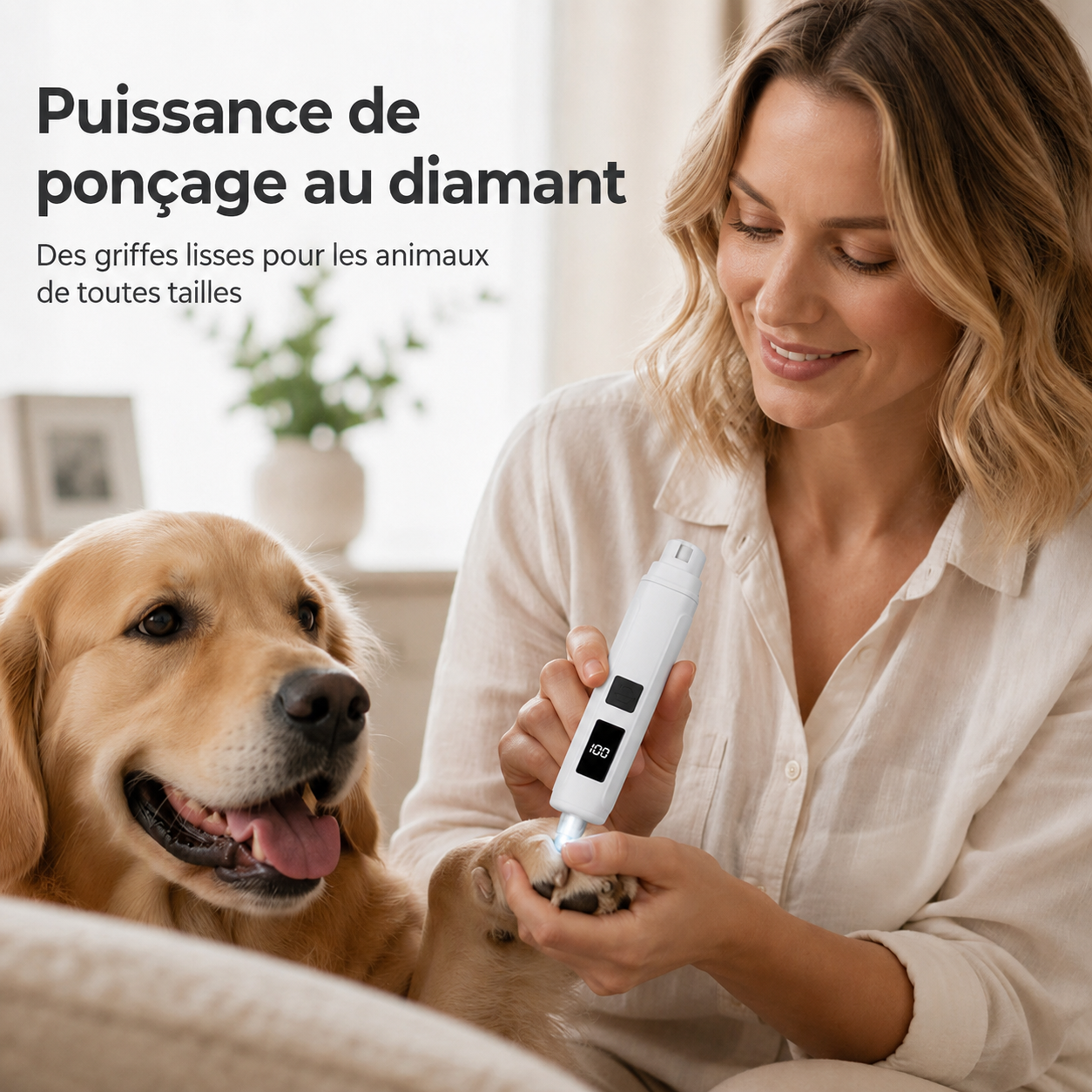 Lime à griffes électrique pour animaux avec indicateur de puis