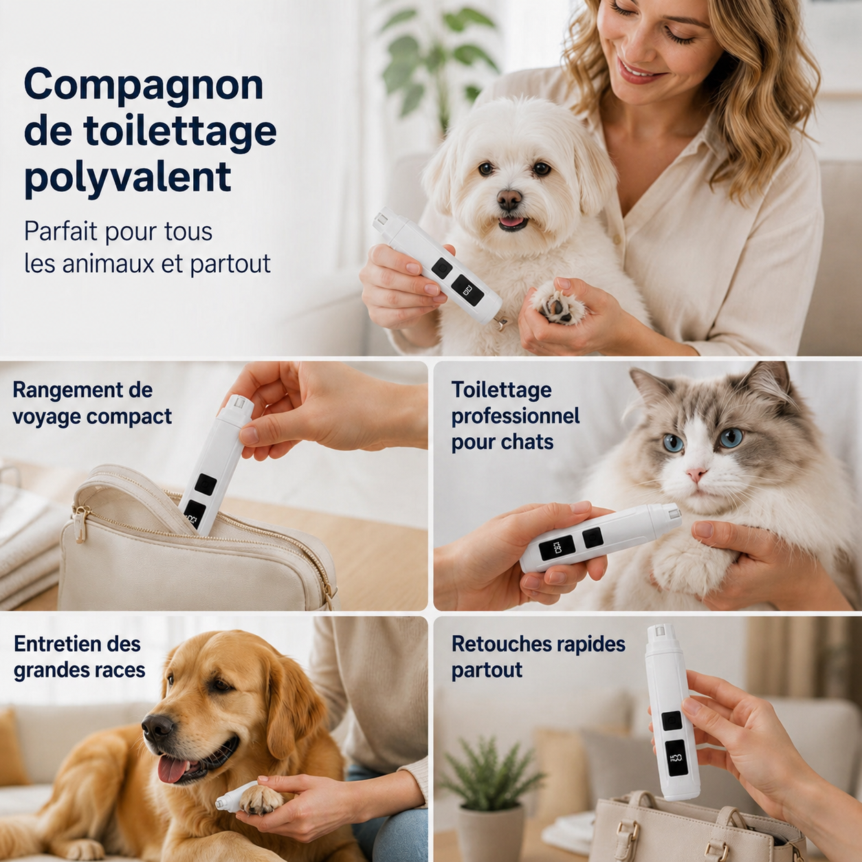 Lime à griffes électrique pour animaux avec indicateur de puis