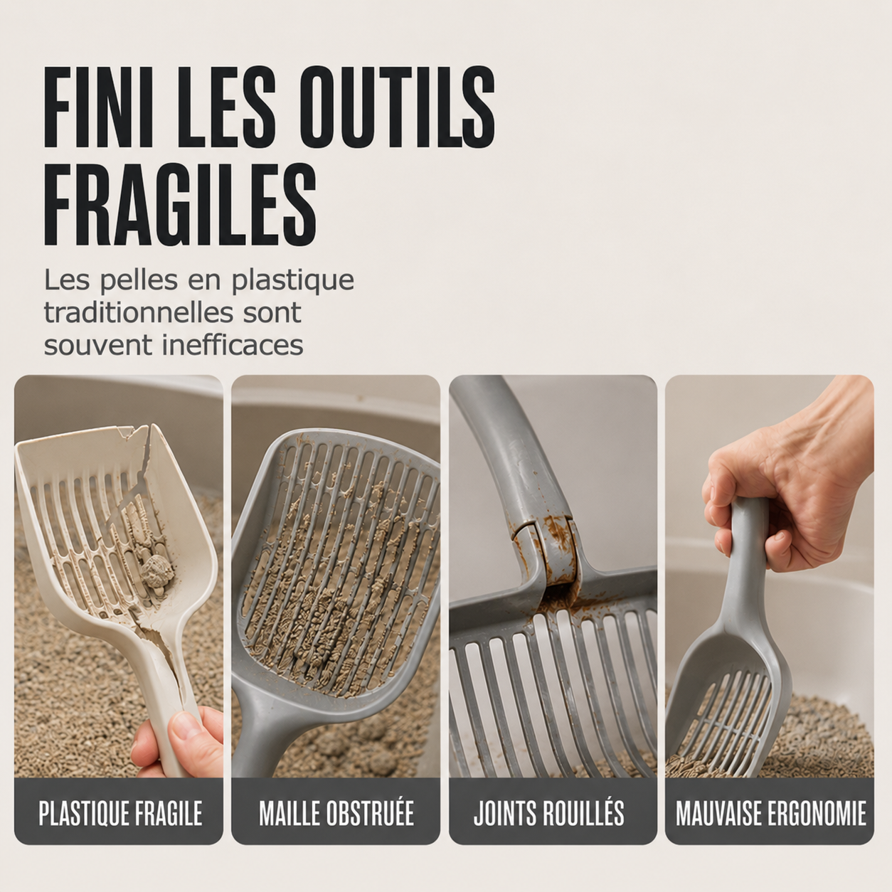 🔥🎁Nouveau 50% OFF🔥Pelle à Litière pour Chat en Métal à Mailles Fines