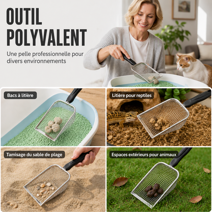 🔥🎁Nouveau 50% OFF🔥Pelle à Litière pour Chat en Métal à Mailles Fines