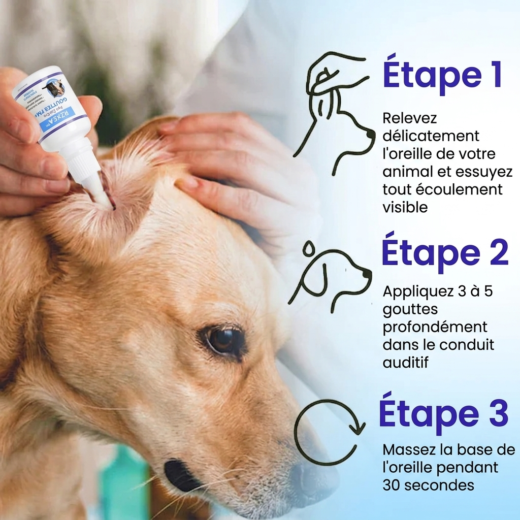 ✨ Des Oreilles Douloureuses au Confort Total ! | ⏱️ Soulagement en 3 Jours, Guéri en 7 ! | RZXEA™ Pet EarPro Gouttes FM+