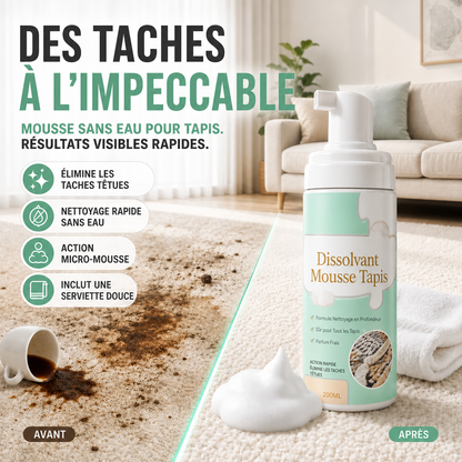 🔥 Mousse détachante sans eau pour tapis avec chiffon